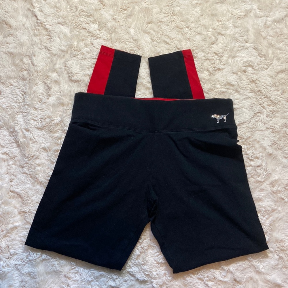 PINK Victoria's Secret Black Leggings with Red Accent